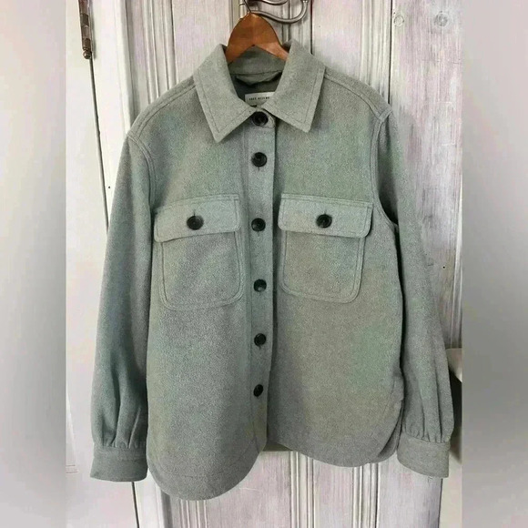 FREE ASSEMBLY pistachio green shacket chore barn jacket button closure S cozy - Picture 1 of 11